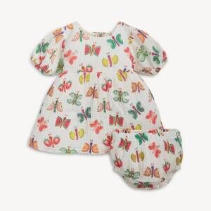 NEW MAGNETIC ME girl's fruit flies woven puff sleeve dress in multi